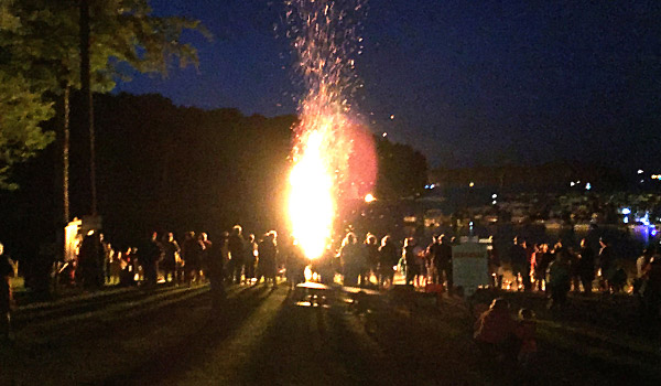 Bonfire at night on the beach